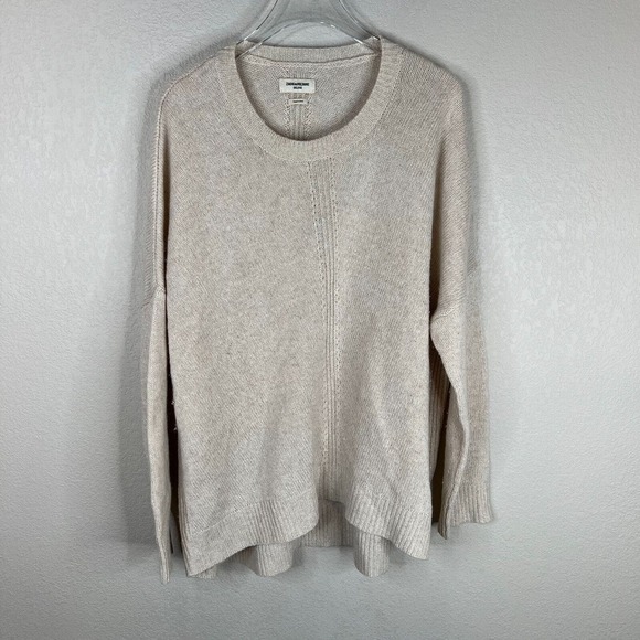 Zadig & Voltaire Womens Deluxe Sweater Size Small‎ Cream Metallic Cashmere Loose - Picture 1 of 13